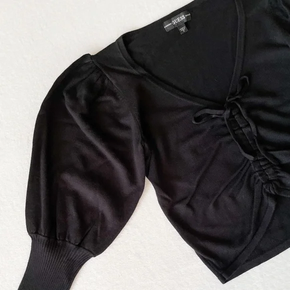Guess Puff Sleeve Ruched Top - Picture 1 of 9